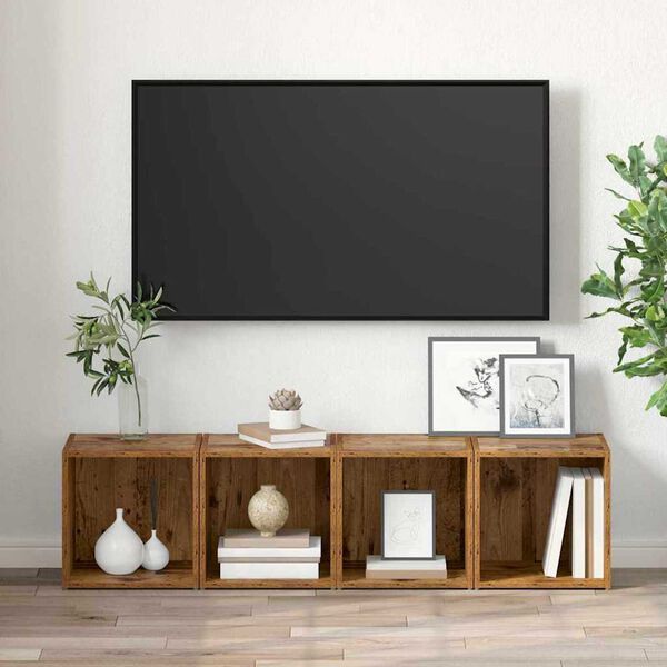 vidaXL Ντουλάπι TV 4 pcs Καφέ 37 x 35 x 37 εκ Επεξεργασμένο ξύλο