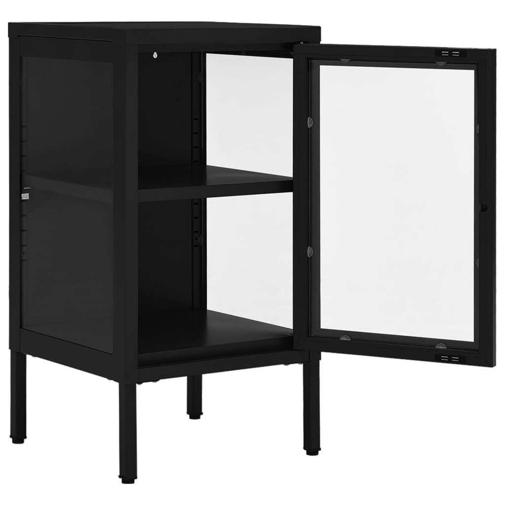 vidaXL Μπουφές Μαύρος 38 x 35 x 70 εκ. Ατσάλι και Γυαλί