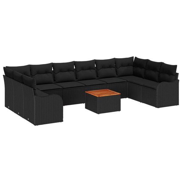 vidaXL Σετ Καναπέ Κήπου 11 pcs Μαύρο