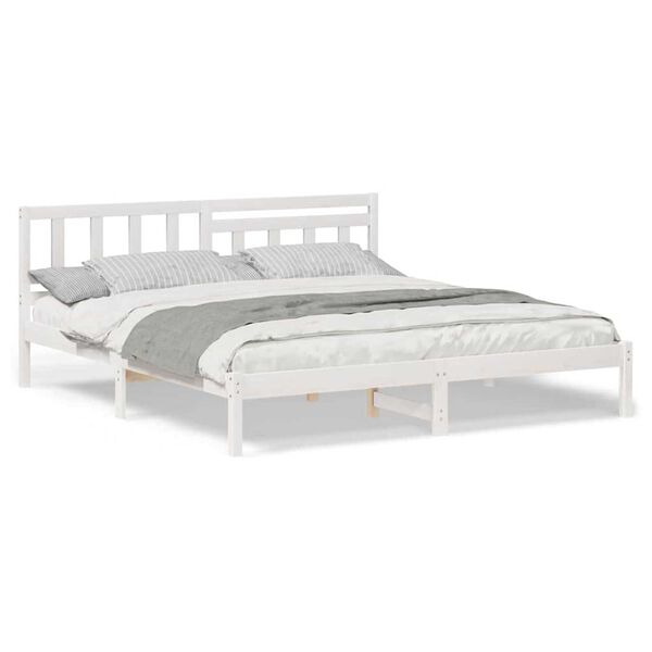 vidaXL Σκελετός Κρεβατιού Λευκό 200 x 200 cm Μασίφ ξύλο πεύκου