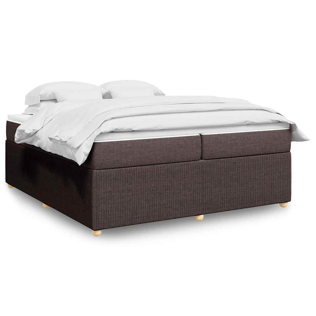 vidaXL Κρεβάτι Boxspring με Στρώμα Σκούρο Καφέ 200x200 εκ. Υφασμάτινο