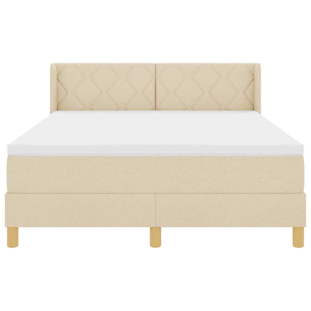 vidaXL Κρεβάτι με Ελατήρια με στρώμα Κρεμ 160 x 200 cm ύφασμα