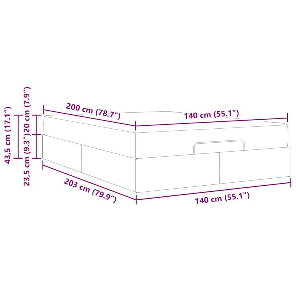vidaXL Σκελετός Κρεβατιού με στρώμα Μαύρο 140 x 200 cm Βελούδο
