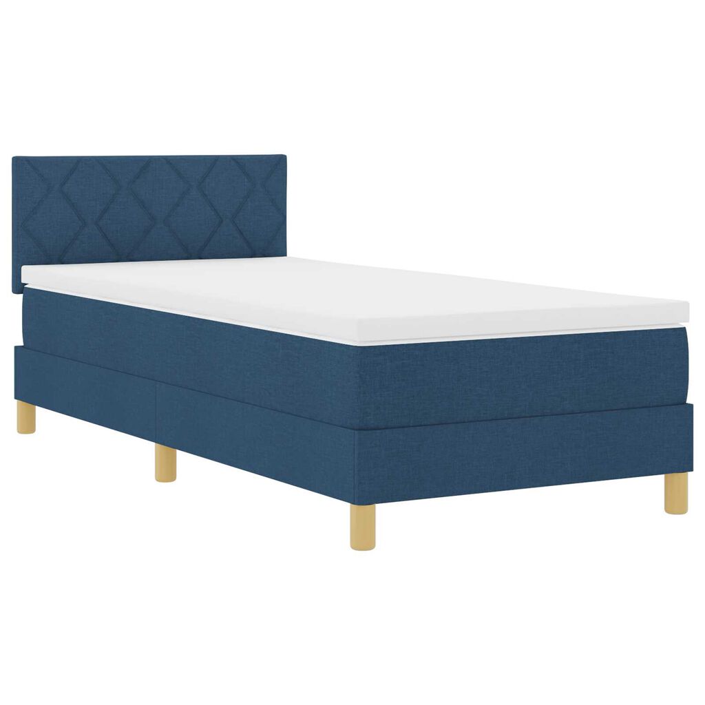 vidaXL Box Spring Bed με Στρώμα & LED Μπλε 100x200 εκ. Ύφασμα