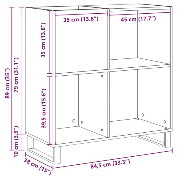 vidaXL Ντουλάπα Δίσκων Artisan Oak 84,5x38x89 εκ. Επεξεργασμένο Ξύλο