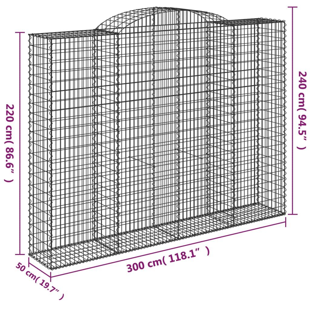 vidaXL Συρματοκιβώτια Τοξωτά 9 τεμ. 300x50x220/240 εκ. Γαλβαν. Ατσάλι