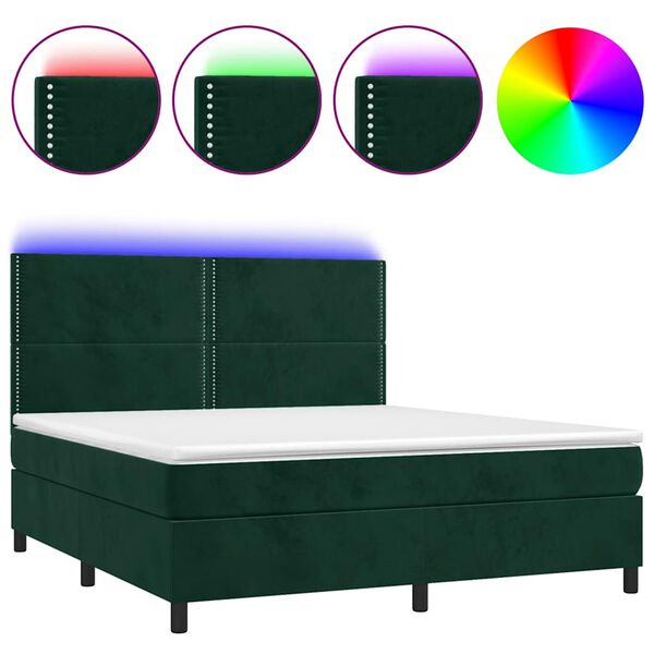 vidaXL &Kappa;&rho;&epsilon;&beta;ά&tau;&iota; Boxspring &mu;&epsilon; &Sigma;&tau;&rho;ώ&mu;&alpha; & LED &Sigma;&kappa;. &Pi;&rho;ά&sigma;&iota;&nu;&omicron; 180x200&epsilon;&kappa; &Beta;&epsilon;&lambda;&omicron;ύ&delta;&omicron;