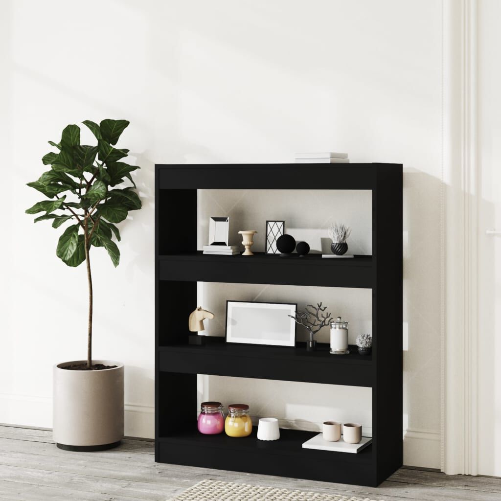 vidaXL Βιβλιοθήκη/Διαχωρ. Χώρου Μαύρο 80x30x103 εκ. Επεξεργασμένο Ξύλο