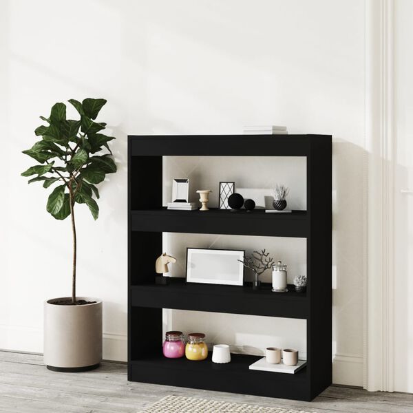 vidaXL Βιβλιοθήκη/Διαχωρ. Χώρου Μαύρο 80x30x103 εκ. Επεξεργασμένο Ξύλο