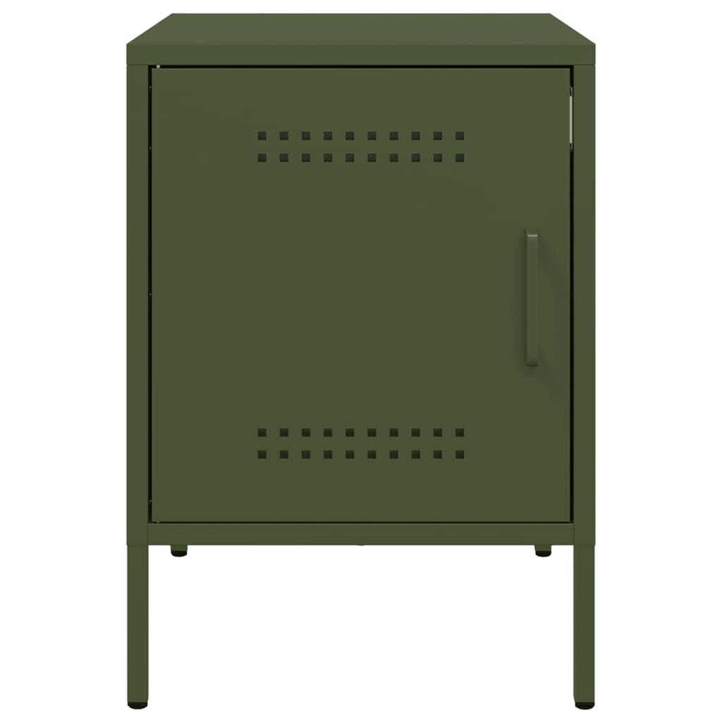 vidaXL Κομοδίνα 2 τεμ. Πράσινο Λαδί 36x39x50,5 εκ. από Χάλυβα