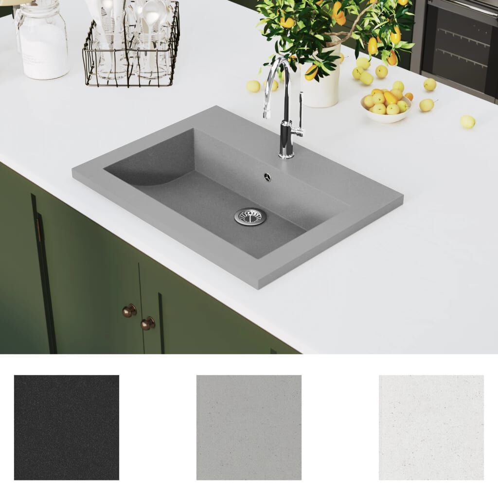 vidaXL Νιπτήρας Γκρι 600 x 450 x 120 χιλ. Γρανιτένιος