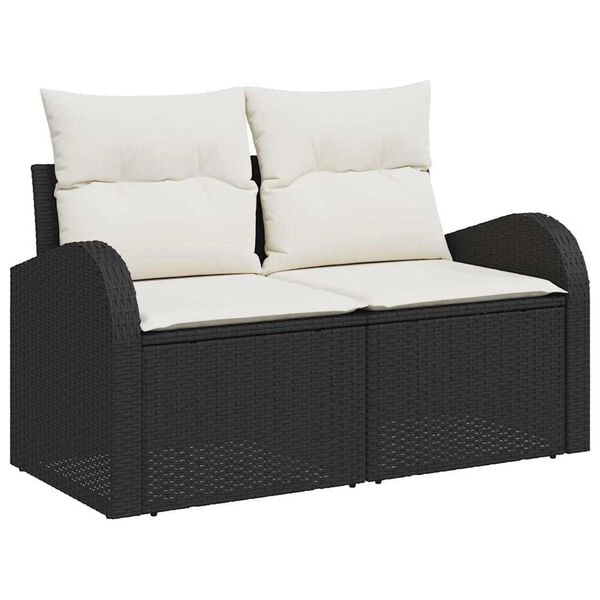 vidaXL Σετ Καναπέ Κήπου με αποθήκευση 7 pcs Μαύρο Πολυ ράταν