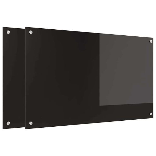 vidaXL Πίσω Πάνελ Κουζίνας Μαύρο 100 x 60 cm σκληρυμένο γυαλί