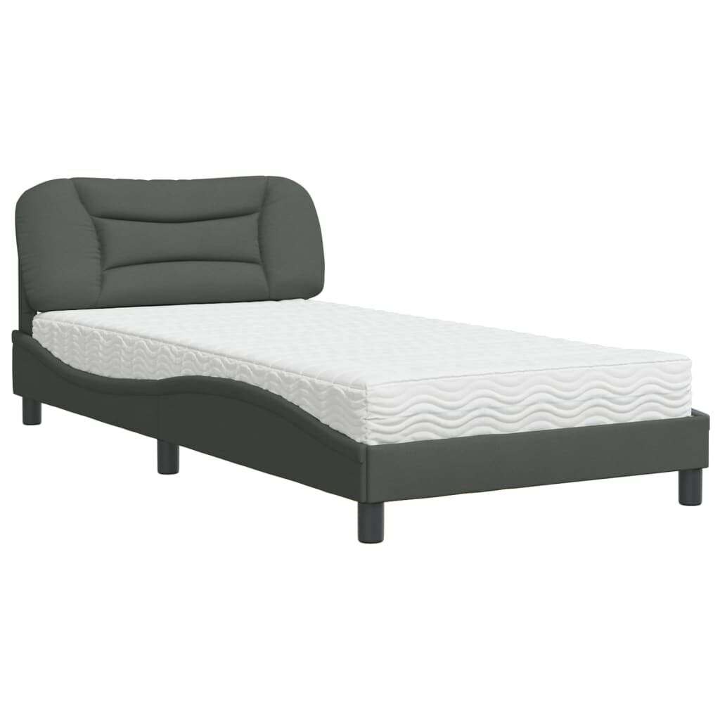 vidaXL Κρεβάτι με Στρώμα Σκούρο Γκρι 100x200 εκ. Υφασμάτινο