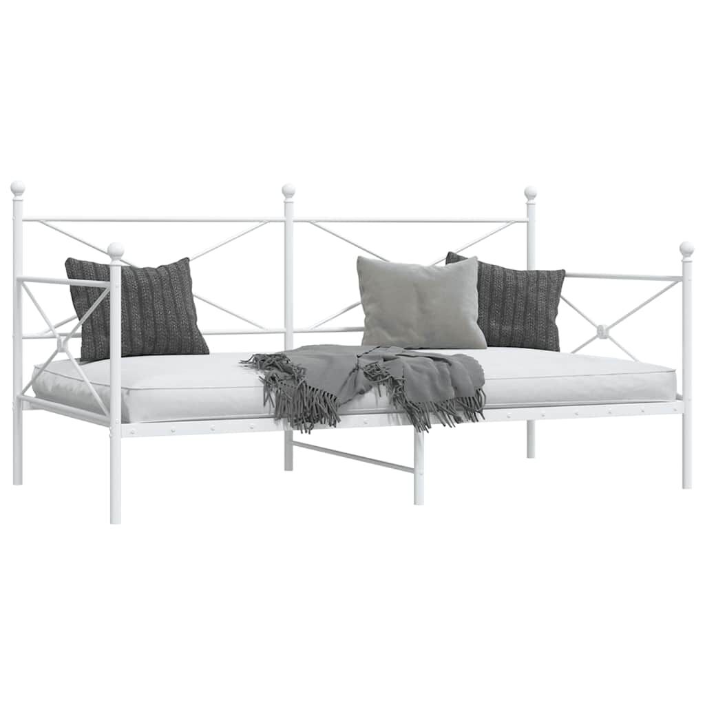 vidaXL Κρεβάτι ημέρας χωρίς στρώμα Λευκό 100x200 cm Ατσάλι