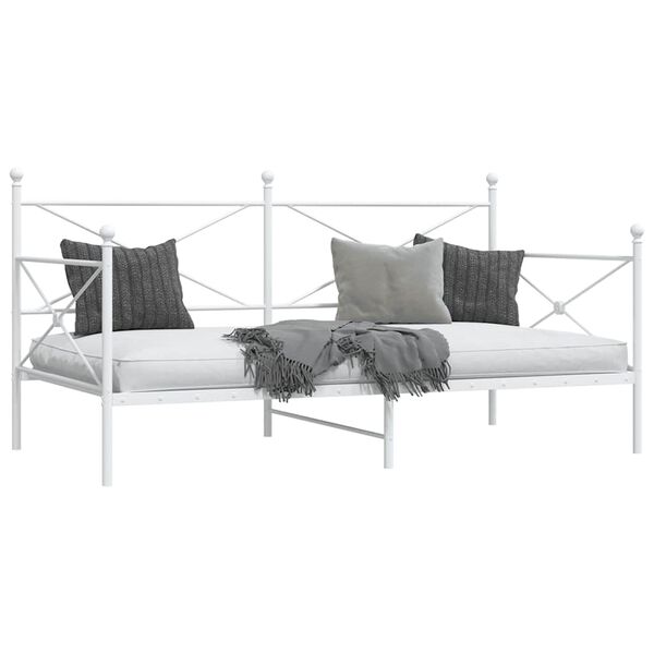 vidaXL Κρεβάτι ημέρας χωρίς στρώμα Λευκό 100x200 cm Ατσάλι