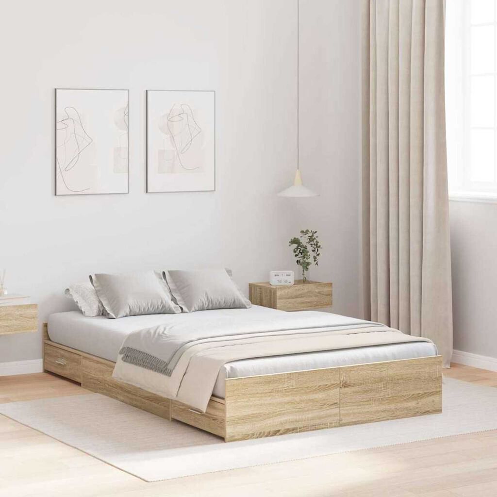 vidaXL Κρεβάτι με αποθηκευτικό χώρο Sonoma Δρυς 120 x 200 cm