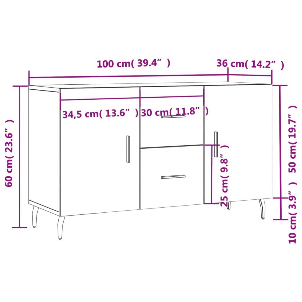 vidaXL Ντουλάπι Λευκό 100 x 36 x60 εκ. Επεξεργασμένο Ξύλο