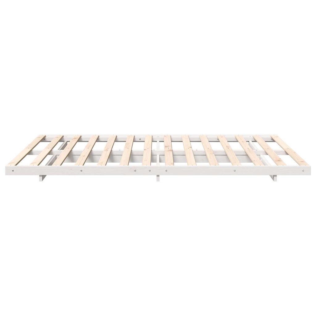 vidaXL Κρεβάτι δαπέδου Λευκό 140 x 220 cm Μασίφ ξύλο πεύκου