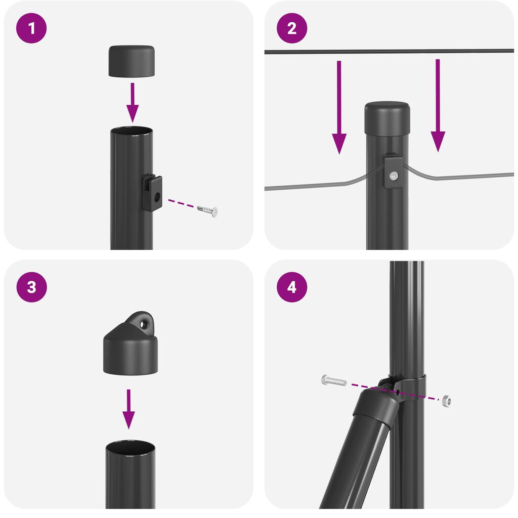 vidaXL Πόposts με Βάσεις 13 τεμ Ø32mm 50cm Γαλβανισμένο Χάλυβα