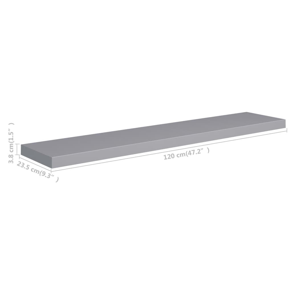 vidaXL Ράφια Τοίχου 2 τεμ. Γκρι 120x23,5x3,8 εκ. MDF
