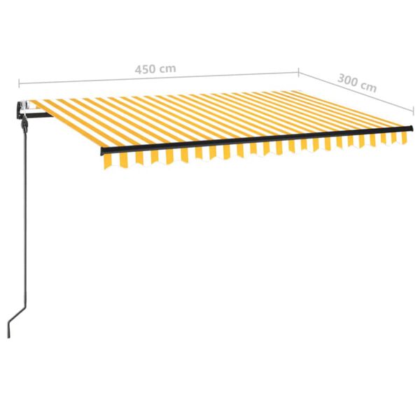 vidaXL Τέντα Αυτόματη με LED & Αισθ. Ανέμου Κίτρινο/Λευκό 450x300 εκ.