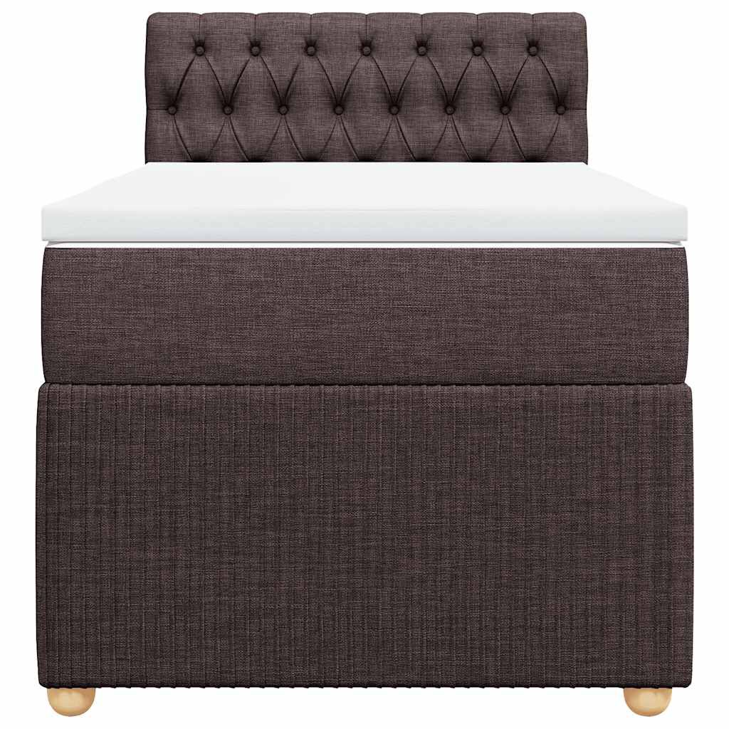 vidaXL Κρεβάτι Boxspring με Στρώμα Σκούρο Καφέ 90x200 εκ. Υφασμάτινο