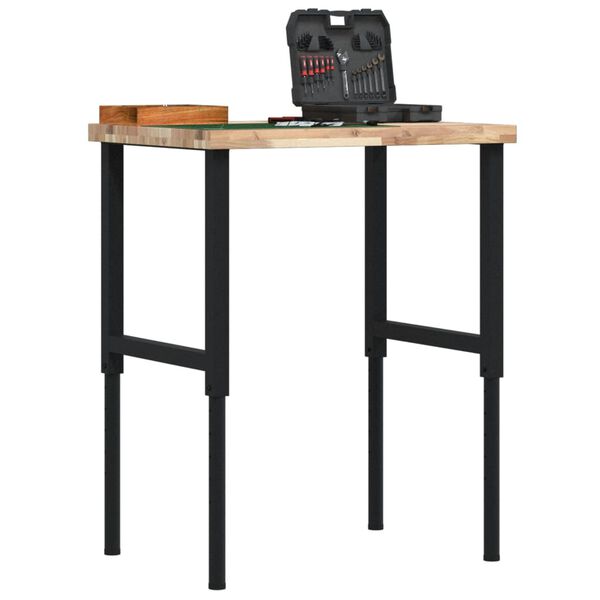 vidaXL Πάγκος Εργασίας Ορθογώνιος 80x60x(73-99,5)εκ Μασίφ Ξύλο Ακακίας