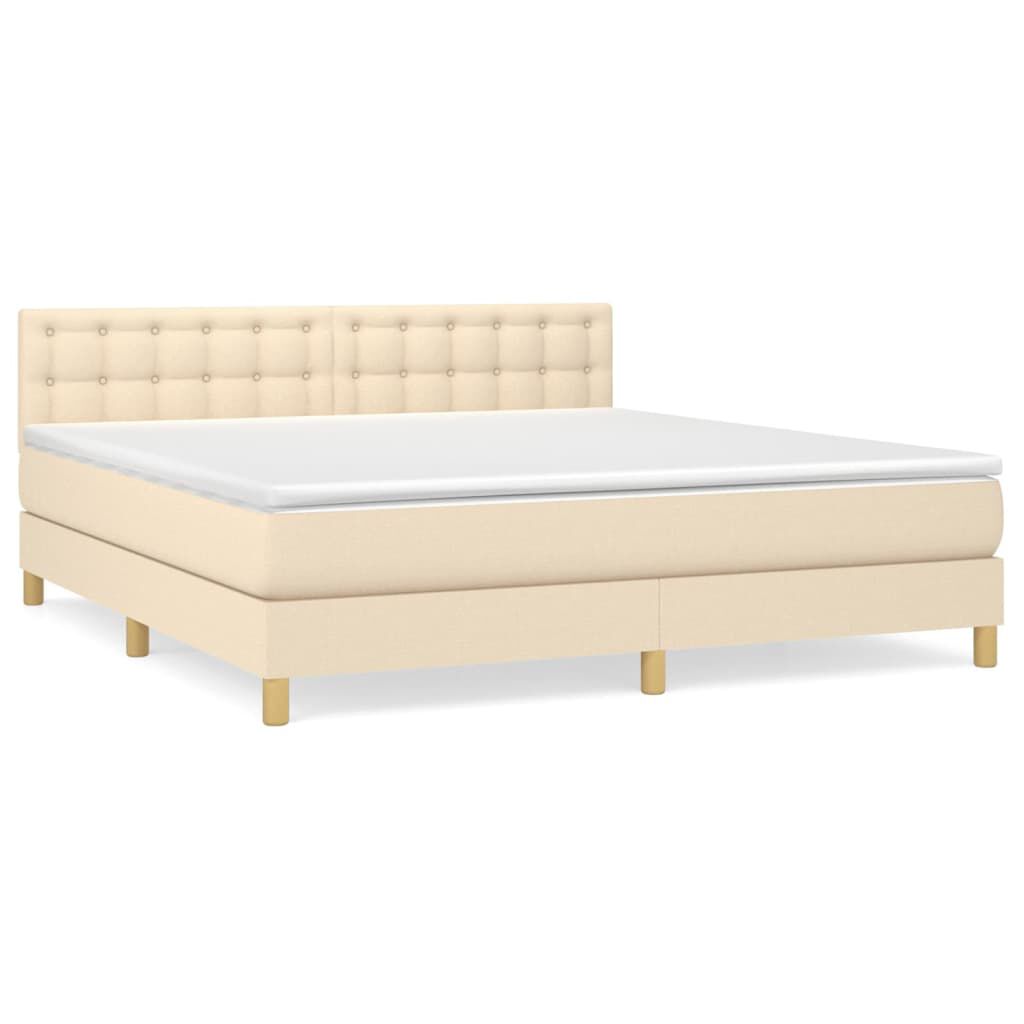 vidaXL Κρεβάτι Boxspring με Στρώμα Κρεμ 180x200 εκ. Υφασμάτινο
