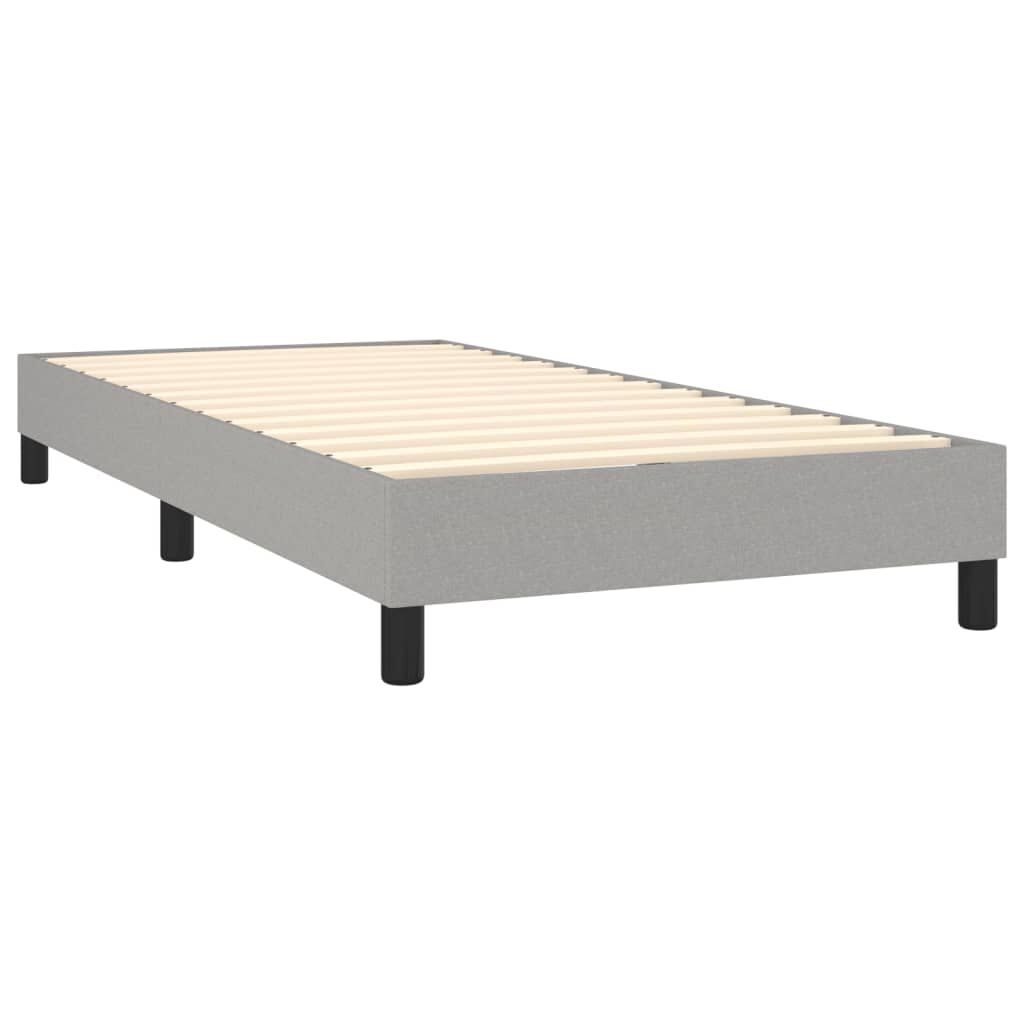 vidaXL Κρεβάτι Boxspring με Στρώμα & LED Αν.Γκρι 90x200 εκ. Υφασμάτινο