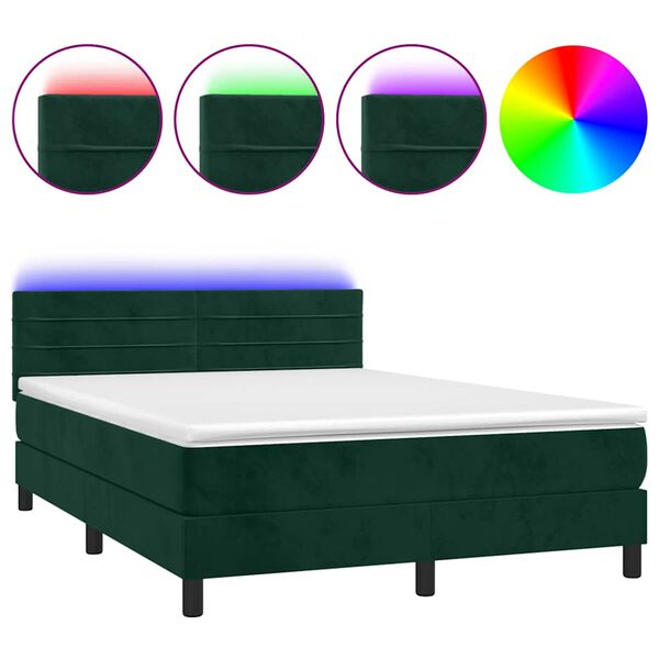 vidaXL &Kappa;&rho;&epsilon;&beta;ά&tau;&iota; Boxspring &mu;&epsilon; &Sigma;&tau;&rho;ώ&mu;&alpha; & LED &Sigma;&kappa;. &Pi;&rho;ά&sigma;&iota;&nu;&omicron; 140x200&epsilon;&kappa; &Beta;&epsilon;&lambda;&omicron;ύ&delta;&omicron;