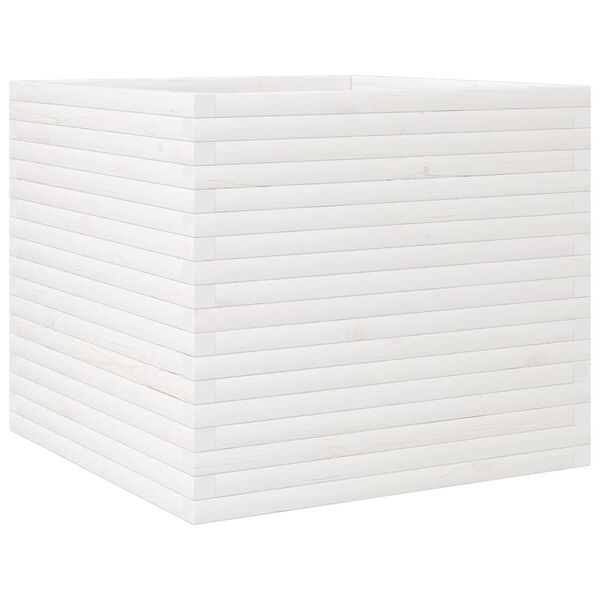 vidaXL Ζαρντινιέρα Λευκή 80x80x68,5 εκ. από Μασίφ Ξύλο Πεύκου