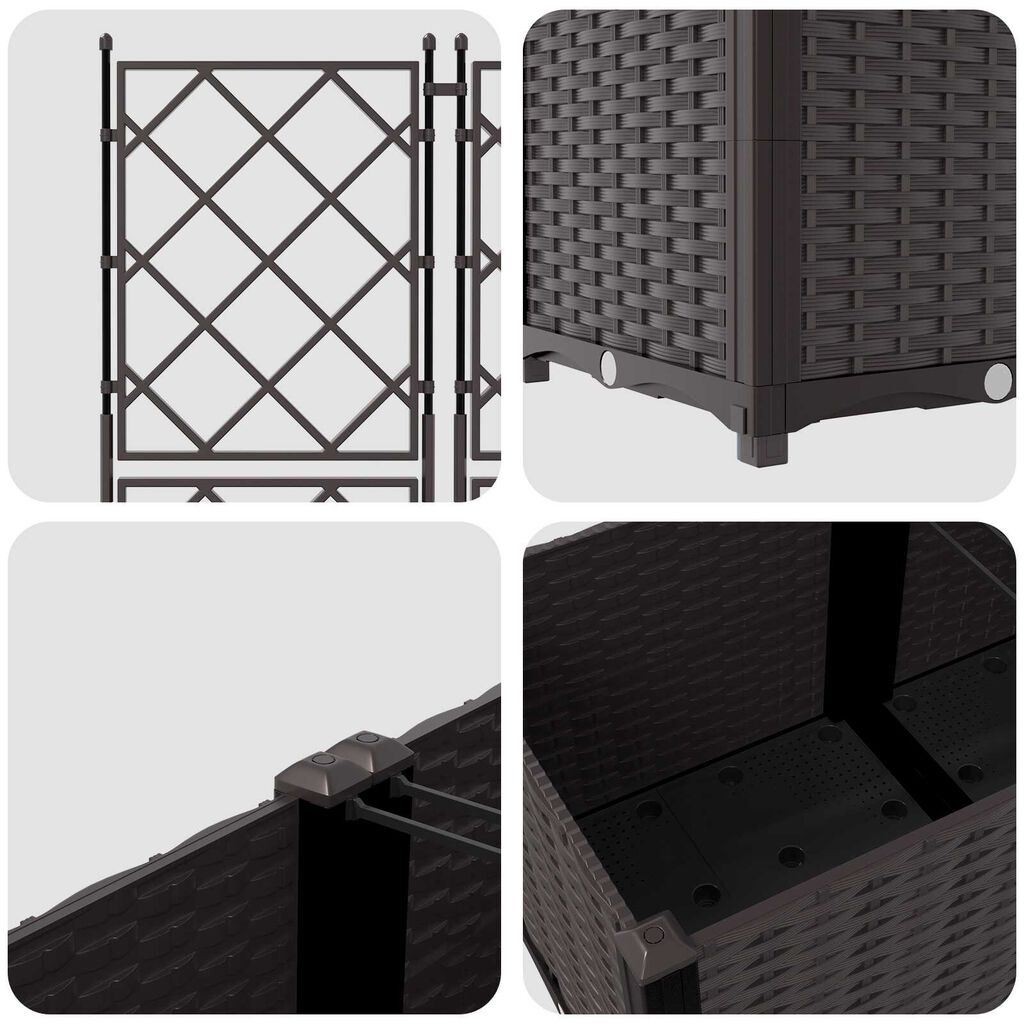 vidaXL Γλάστρα Κήπου με Πλέγμα 3 τμχ Καφέ 80x80x143 εκ