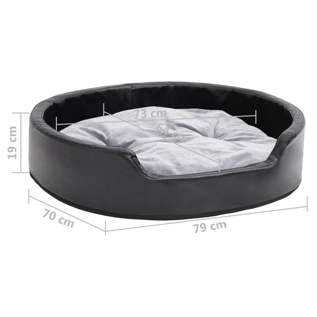 vidaXL Κρεβάτι Σκύλου Μαύρο/Γκρι 79 x 70 x 19 εκ. Βελουτέ/Συνθ. Δέρμα