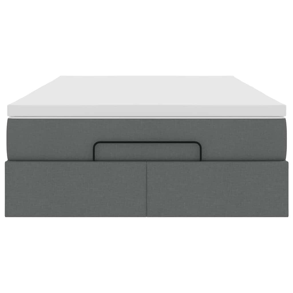vidaXL Οθωμανικό κρεβάτι με στρώμα Σκούρο γκρι 120x190 cm Ύφασμα