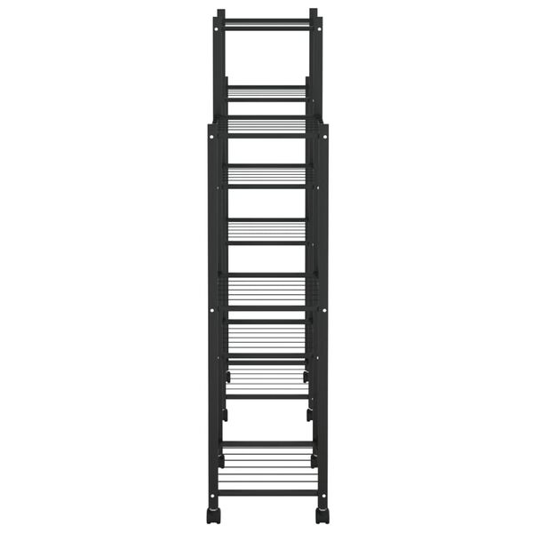 vidaXL Βάση Λουλουδιών με Ρόδες 83x25x103,5 εκ. Μαύρη Σιδερένια