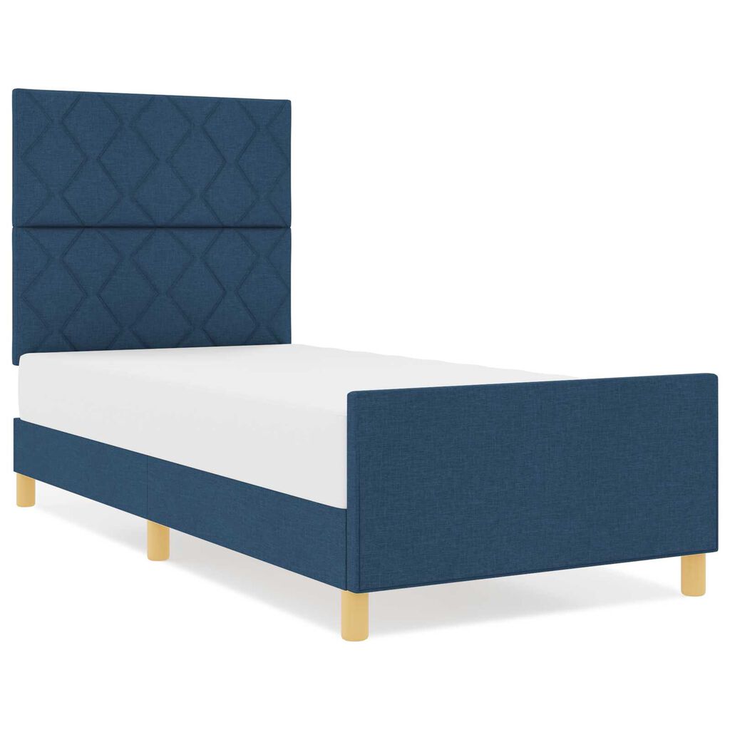 vidaXL Σκελετός Κρεβατιού με κεφαλάρι Μπλε 90 x 200 cm ύφασμα