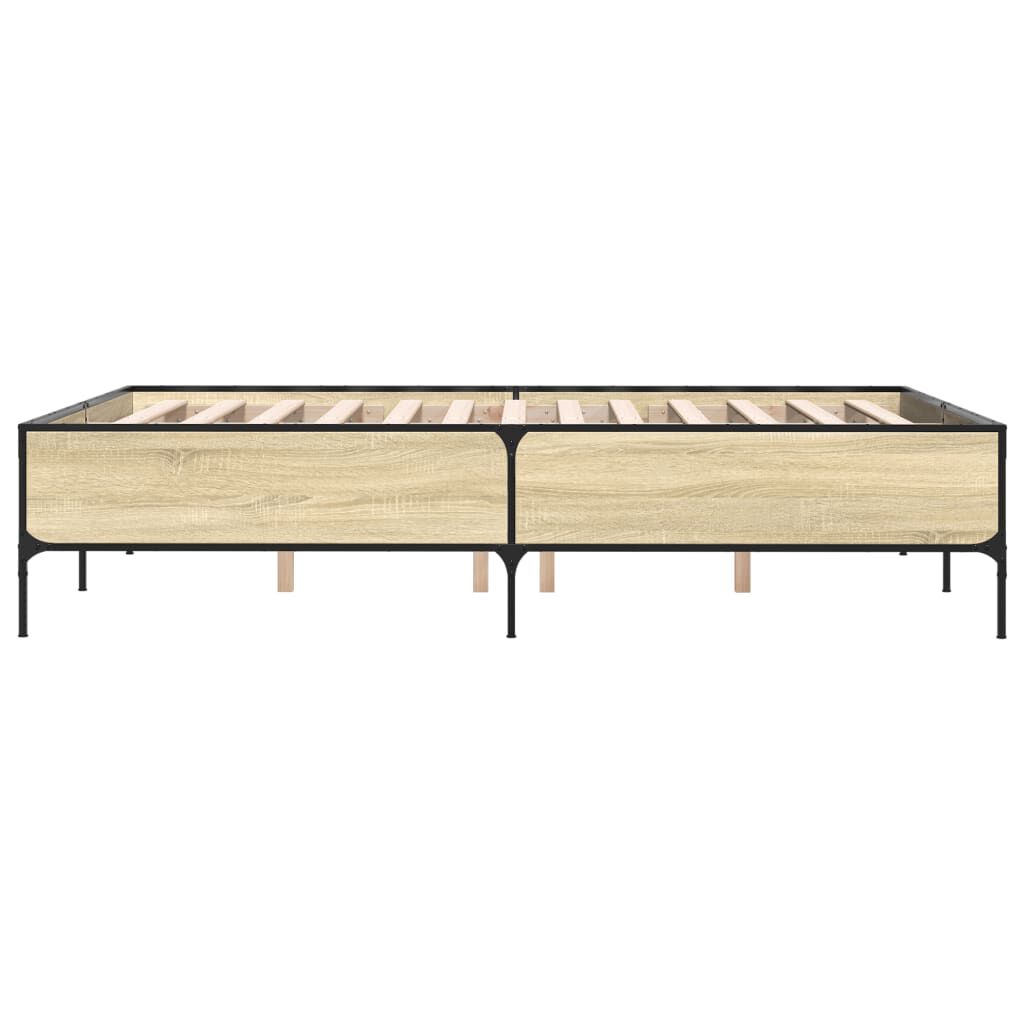 vidaXL Πλαίσιο Κρεβατιού Sonoma Δρυς 120x200 εκ. Επεξ. Ξύλο & Μέταλλο