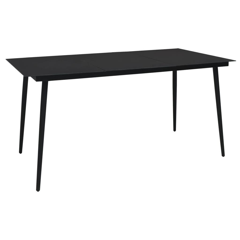 vidaXL Τραπεζαρία Κήπου Μαύρη 150 x 80 x 74 εκ. από Ατσάλι / Γυαλί