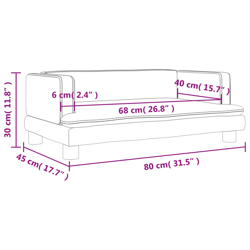 vidaXL Καναπές Παιδικός Μαύρος 80 x 45 x 30 εκ. από Συνθετικό Δέρμα