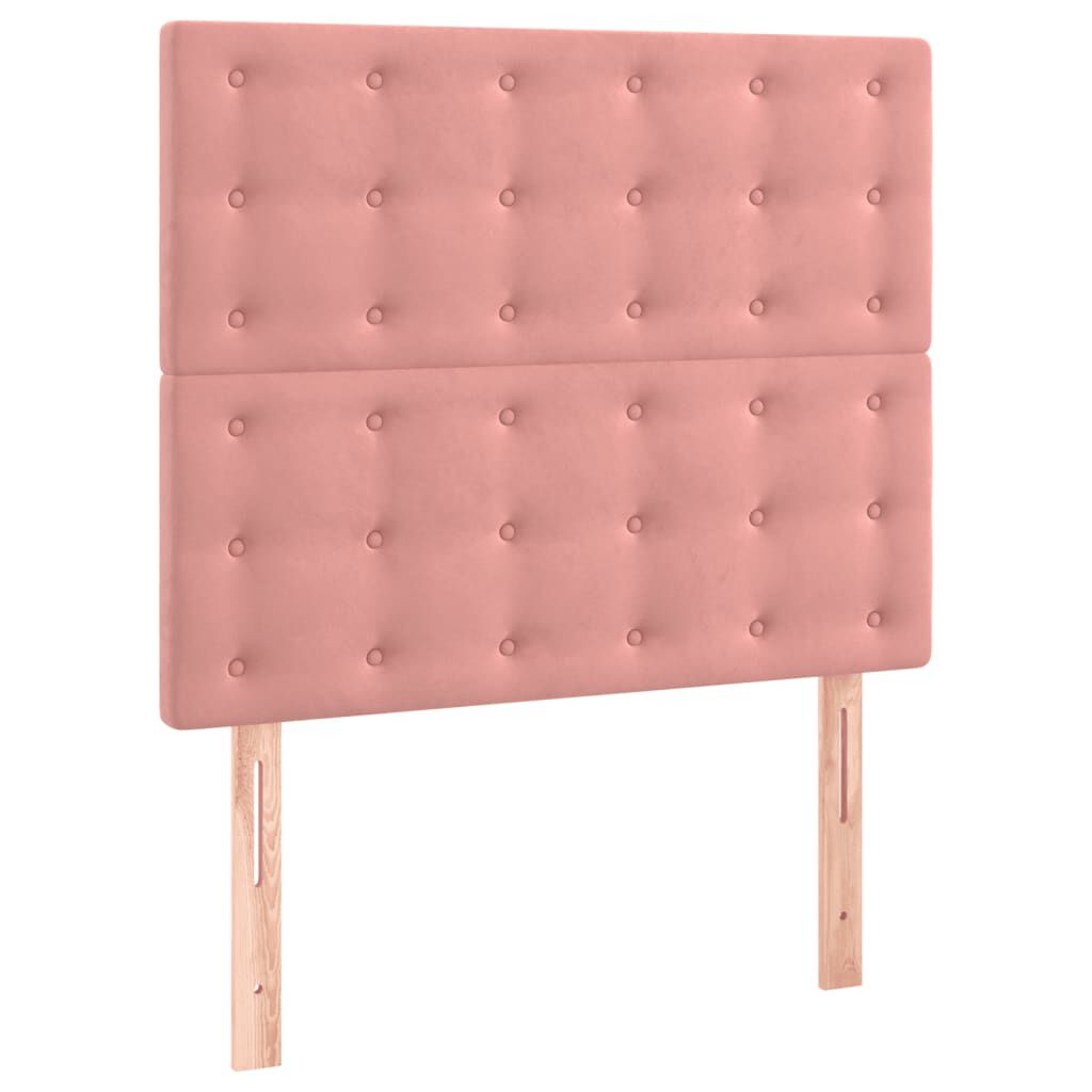 vidaXL Κρεβάτι Boxspring με Στρώμα Ροζ 90x200 εκ. Βελούδινο