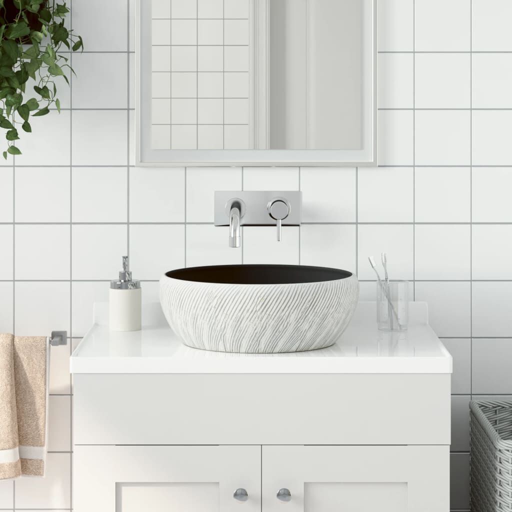 vidaXL Νιπτήρας Μαύρος και Γκρι Φ41 x 14 εκ. Κεραμικός