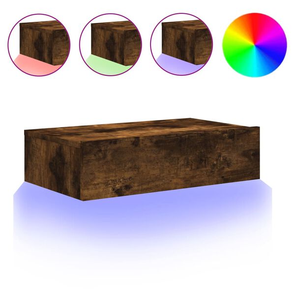 vidaXL Έπιπλο Τηλεόρασης με LED Καπνιστή Δρυς 60x35x15,5 εκ.