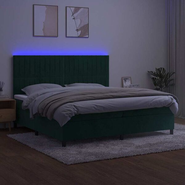 vidaXL &Kappa;&rho;&epsilon;&beta;ά&tau;&iota; Boxspring &mu;&epsilon; &Sigma;&tau;&rho;ώ&mu;&alpha; & LED &Sigma;&kappa;. &Pi;&rho;ά&sigma;&iota;&nu;&omicron; 200x200&epsilon;&kappa; &Beta;&epsilon;&lambda;&omicron;ύ&delta;&omicron;