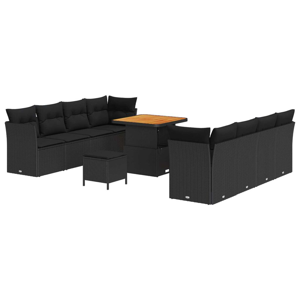 vidaXL Σετ Καναπέ Κήπου 11 pcs Μαύρο συνθετικό ρατάν