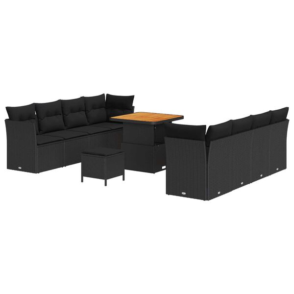 vidaXL Σετ Καναπέ Κήπου 11 pcs Μαύρο συνθετικό ρατάν