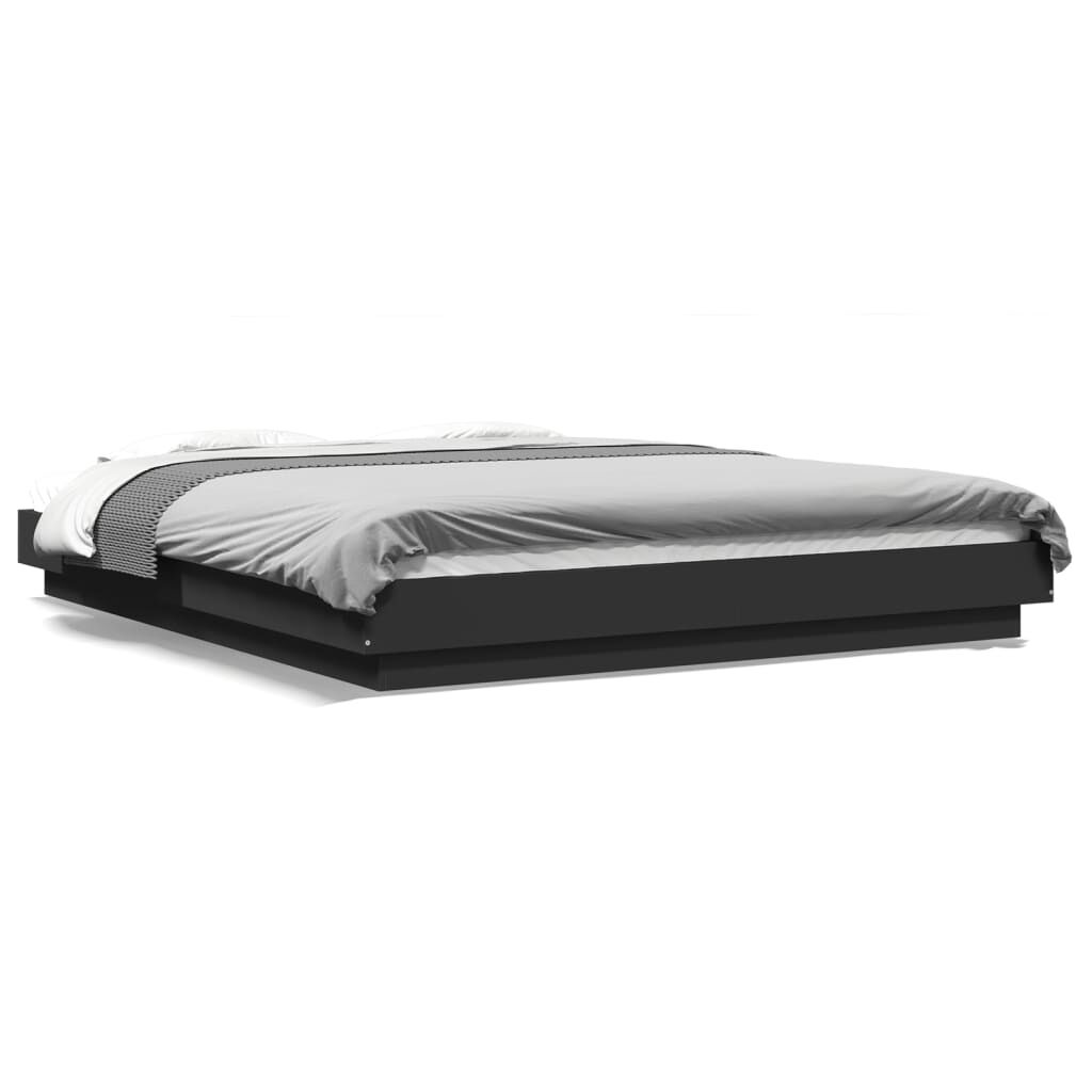 vidaXL Πλαίσιο Κρεβατιού με LED Μαύρο 160x200 εκ Επεξεργ. Ξύλο