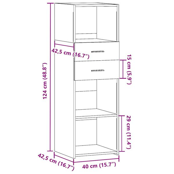 vidaXL Ντουλάπι Γκρι Sonoma 40x42,5x124 εκ. από Επεξεργασμένο Ξύλο