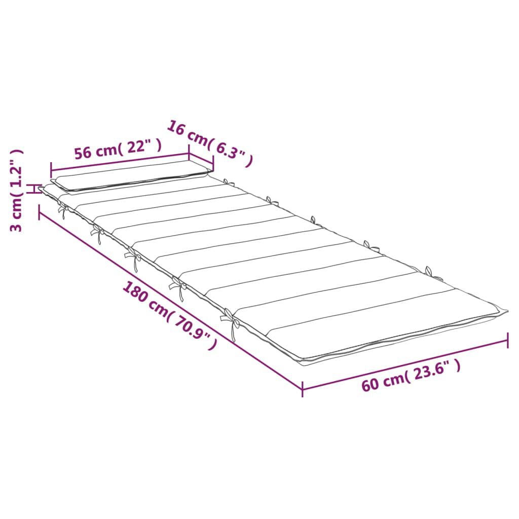 vidaXL Μαξιλάρι Ξαπλώστρας Ναυτικό Μπλε 180x60x4 εκ. από Ύφασμα Oxford