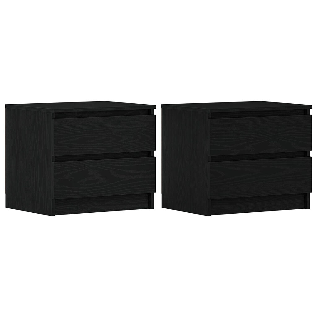 vidaXL Κομοδίνα 2 τμχ Μαύρο Δρυς 50x40x43,5 εκ Επεξεργασμένο ξύλο
